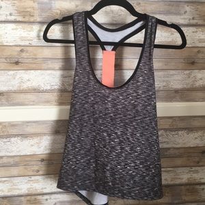 Medium SO athletic tank - grey w orange back